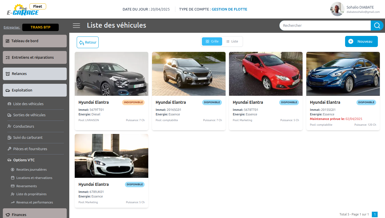 E-Garage Fleet - Gestion intelligente de parc automobile